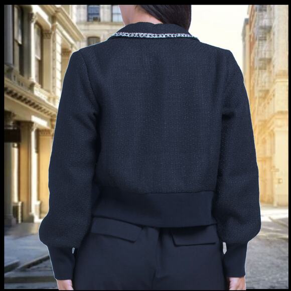 Ellen Tracy Black Boucle Jacket With Tweed Trim Size XL - Picture 5 of 6